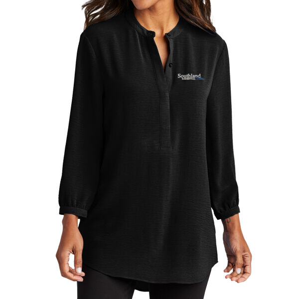 Optional Logo - Women's 3/4 Sleeve Textured Crepe Tunic Thumbnail