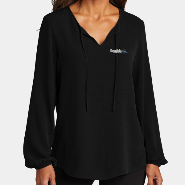 Optional Logo - Women's Textured Crepe Blouse Thumbnail