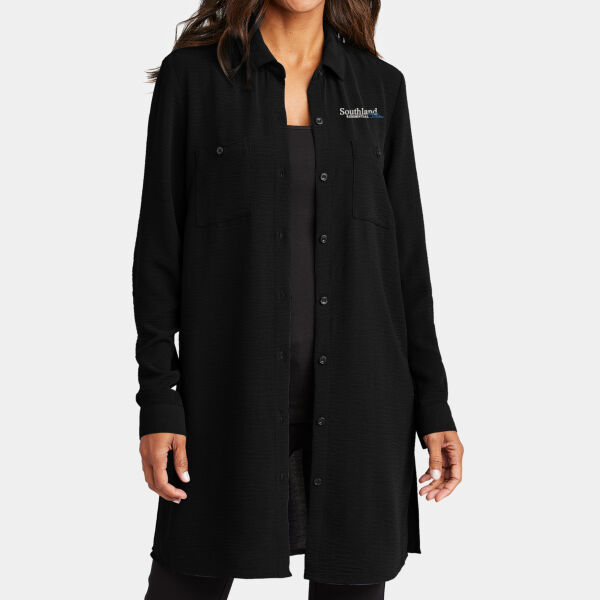 Optional Logo - Women's Textured Crepe Long Tunic Thumbnail