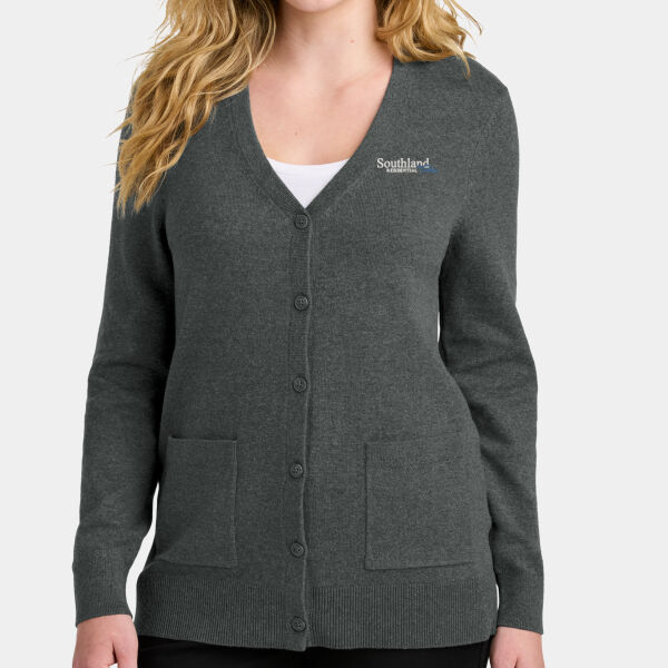 Optional Logo - Women's Easy Care Button Up Cardigan Sweater Thumbnail