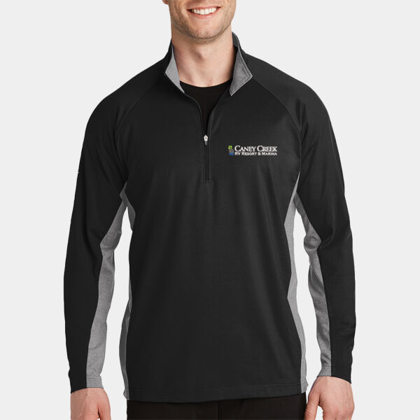 Optional Logo - Sport Wick ® Stretch Contrast 1/2 Zip Pullover Thumbnail