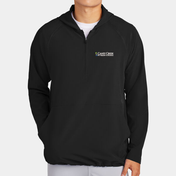 Optional Logo - Repeat 1/2 Zip Long Sleeve Hooded Jacket Thumbnail