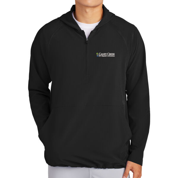 Optional Logo - Repeat 1/2 Zip Long Sleeve Hooded Jacket Thumbnail