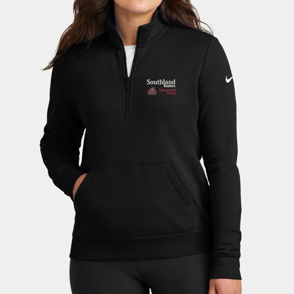 Optional Logo - Ladies Club Fleece Sleeve Swoosh 1/2 Zip Thumbnail