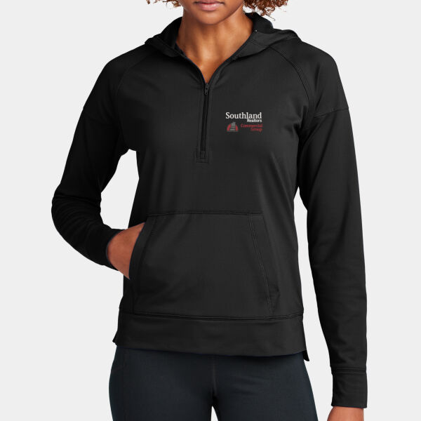 Optional Logo - Women's Sport Wick ® Stretch 1/2 Zip Hoodie Thumbnail