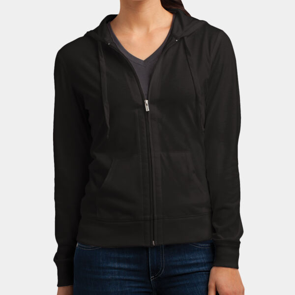 Optional Logo - Women's Fitted Jersey Full Zip Hoodie Thumbnail