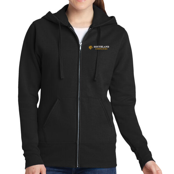 Optional Logo - Ladies Core Fleece Full Zip Hooded Sweatshirt Thumbnail