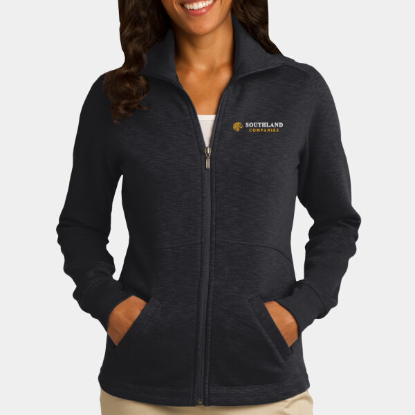 Optional Logo - Ladies Slub Fleece Full Zip Jacket Thumbnail
