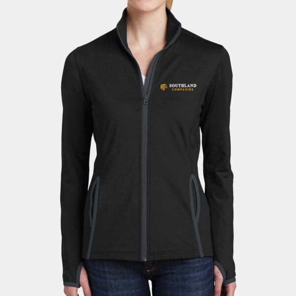 Optional Logo - Ladies Sport Wick ® Stretch Contrast Full Zip Jacket Thumbnail