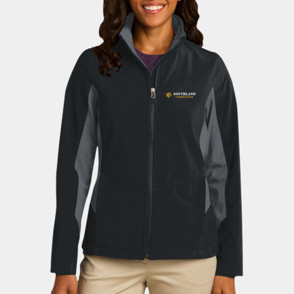 Optional Logo - Ladies Core Colorblock Soft Shell Jacket Thumbnail