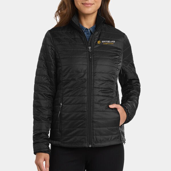 Optional Logo - Ladies Packable Puffy Jacket Thumbnail