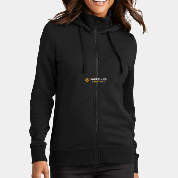 Optional Logo - Ladies Smooth Fleece Hooded Jacket Thumbnail
