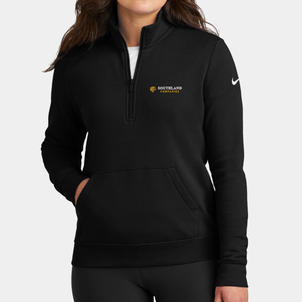 Optional Logo - Ladies Club Fleece Sleeve Swoosh 1/2 Zip Thumbnail