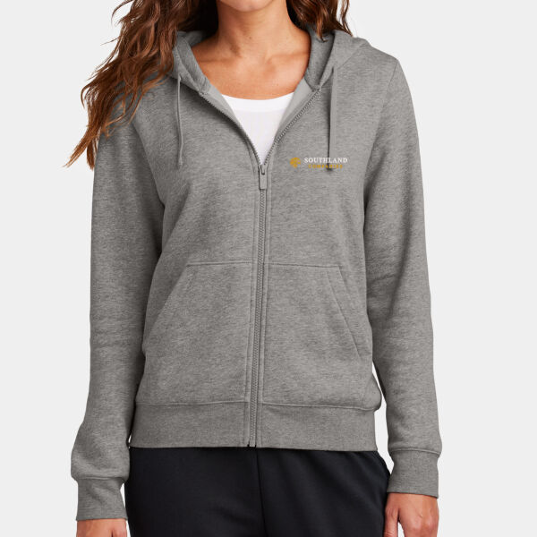 Optional Logo - Ladies Club Fleece Sleeve Swoosh Full Zip Hoodie Thumbnail