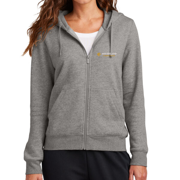 Optional Logo - Ladies Club Fleece Sleeve Swoosh Full Zip Hoodie Thumbnail