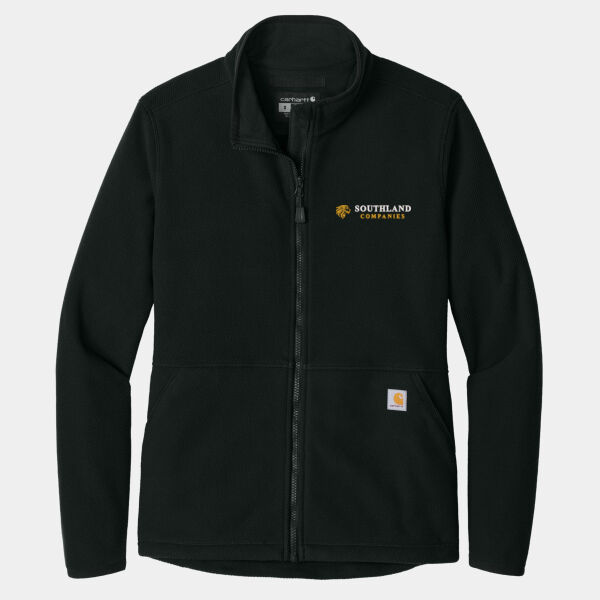 Optional Logo - Women's Textured Full Zip Fleece Jacket Thumbnail