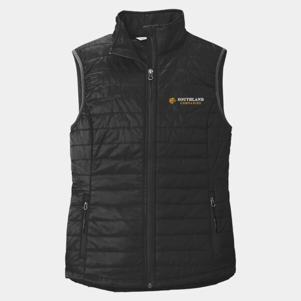Optional Logo - Ladies Packable Puffy Vest Thumbnail